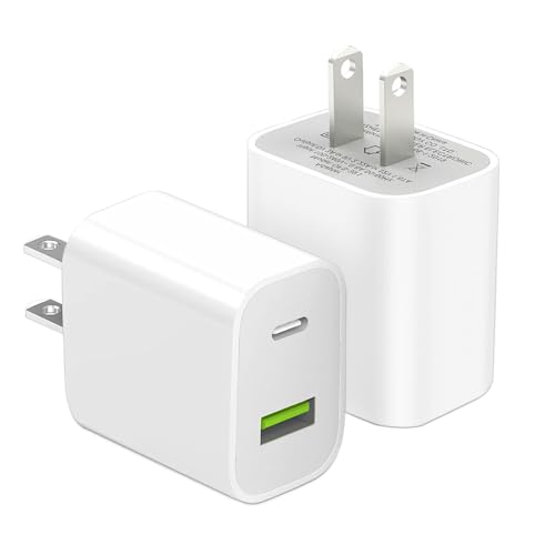 2 Pack USB C Charger Block, Dual Port Type C Wall Charger Fast Charging 20W Power Adapter Cube for iPhone 14/14 Pro/14 Pro Max/14 Plus/13/12/11