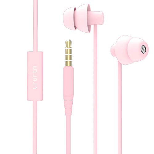 Ururtm Pink Color Wired Sleep Soundproof Earbuds Headphones, Noise Isolating Soft Earbuds for Sleeping, Nighttime, Insomnia, Side Sleeper, Snoring