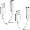 2 Pack USB C to 3.5mm Headphone Jack Adapter Type C Port Audio Aux Cable Dongle Compatible with iPhone 17/16/15/15 Plus/15 Pro/15 Pro Max/iPad/Pixel