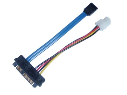 Micro SATA Cables|SAS Male to SATA 7 Pin and Molex 4 Pin Power Cable - 6 Inches