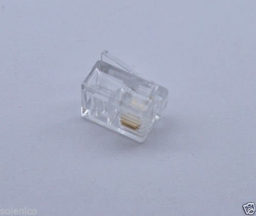 100 Durable 2 Pin RJ11 RJ-11 6P2C Modular Plug Telephone Phone Connector Clear
