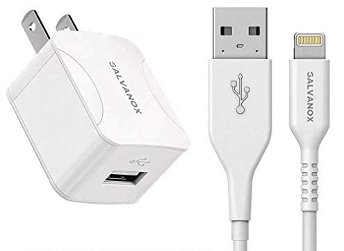 Galvanox iPhone Charger - 10W USB Wall Plug with MFi Apple Certified Lightning Cable (Single Port)