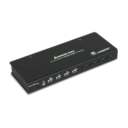 IOGEAR 4-Port 4K KVM Switch with HDMI Connection, Control 4 Computers with one Monitor, Keyboard, & Mouse - up to 4096x2160 @60 Hz or 5120x1440 @60Hz