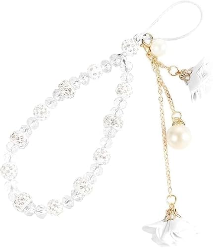 ZhangyiHot White Pearl Flower Charm Hand Strap for Phone Case Cell Phones Accessories(ZS633)