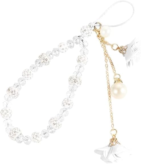 ZhangyiHot White Pearl Flower Charm Hand Strap for Phone Case Cell Phones Accessories(ZS633)