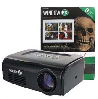 WindowFX Holiday Video Decorating Kit with Remote Control, 8 Videos, Projector Screen, and Adjustable Tripod