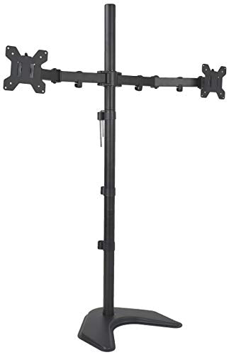 VIVO Dual 13 to 27 inch LED LCD Monitor Free-Standing Desk Stand, Holds 2 Screens, Heavy-Duty Fully Adjustable Arms with Max VESA 100x100mm, Extra