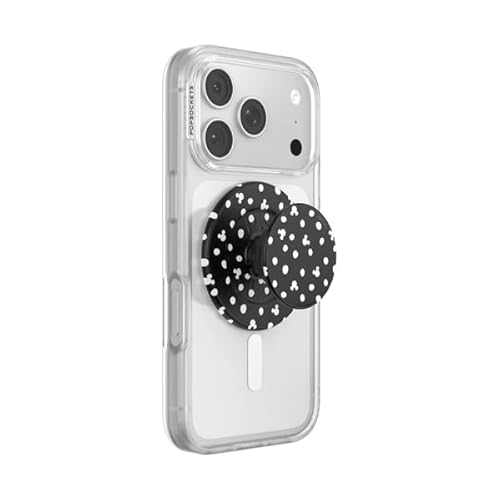PopSockets Phone Grip for MagSafe, Magnetic Holder, Phone Stand, Disney - Mickey Polka Dot Black