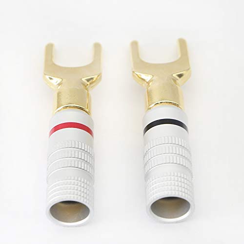 Y Spade Plug,Speaker Spade Connector, Fork Spade Plug 45 Degree for Speaker Wire, Plug Audio Jack Connector Pure Copper for Speaker Wire,Screw Locking