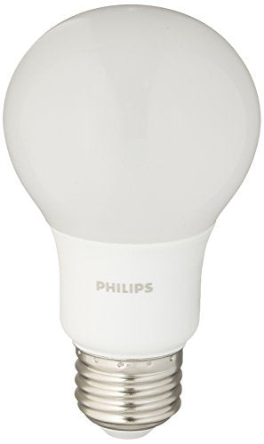 Philips LED Frosted Flicker-Free A19, Non-Dimmable, EyeComfort Technology, 450 Lumen, Soft White Light (2700K), 6.5W=40W, E26 Base, Pack of 4