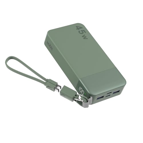 NOBIS Portable Charger 20000mAh 45W Power Bank w/Detachable Cable
