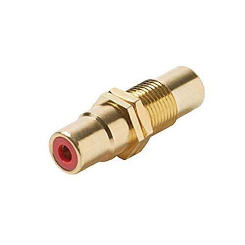 NAC Wire and Cables RCA Female Jack Coupler Panel Mount Red Band Gold Barrel Insert Audio Video Round Adapter Insert Wall Plate RCA to RCA Plug Jack 1