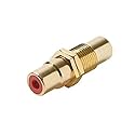 NAC Wire and Cables RCA Female Jack Coupler Panel Mount Red Band Gold Barrel Insert Audio Video Round Adapter Insert Wall Plate RCA to RCA Plug Jack 1
