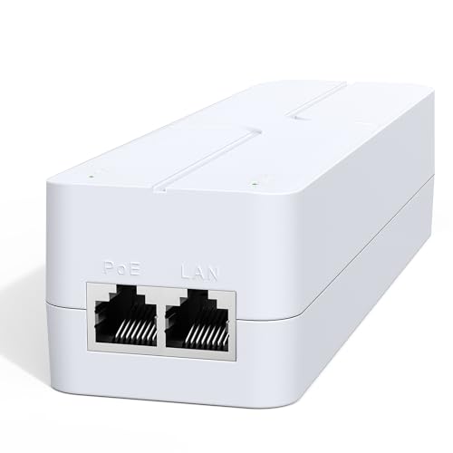 2.5Gb PoE++ Injector 90W, VunLink High Power IEEE 802.3bt Multi-Gig PoE Adapter, 55V Output, 10/100/1000/2500Mbps for WiFi 7 Access Point, PTZ Camera