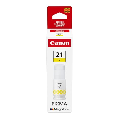 Canon GI-21 Genuine Yellow Ink Bottle, Compatible with Megatank G1220, G2260, G3260, G1230, G2270, G3270, G4270, G3290, and G4280 Printers