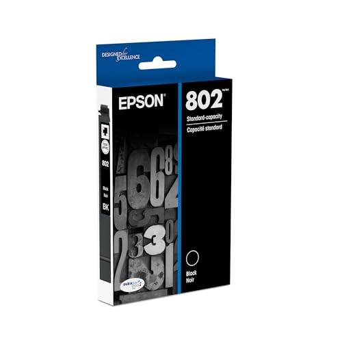 EPSON 802 DURABrite Ultra Ink Standard Capacity Black Cartridge (T802120-S) Works with WorkForce Pro WF-4720, 4730, 4734, 4740