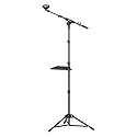 PHENYX PRO Microphone Stand with 22x16cm Large Tray, Adjustable Stand Height, Dual Mic Clips & Carrying Bag, Ideal for Live Streaming, Recording, and
