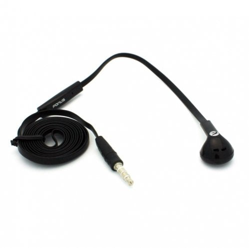 Flat Cable Black Handsfree Mono Headset Single Earphone Earbud Microphone for Net10 / Straight Talk / Tracfone LG Optimus Dynamic / Dynamic 2…