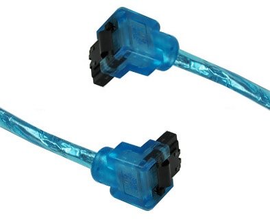 okgear Premium SATA III Round Cable 6GB/s Right Angle to Right Angle for SATA HDD, SSD, CD Driver, CD Writer - 18 inches, Blue (2-Pack)