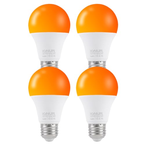 KINUR LED Amber Light Bulbs, A19 9W(60W Equivalent) 1800K E26 A19 Amber Soft Light Bulbs Warm Light for Bedroom, Healthy Sleep, Baby Nursery Light