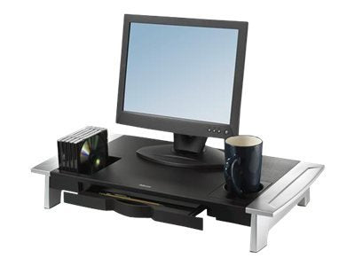 Fellowes Office Suites Premium Monitor Riser, Monitors up to 80 lbs.,Black/Silver (8031001)