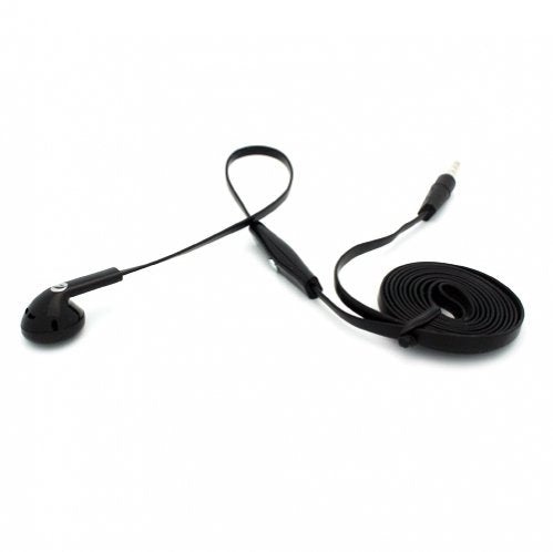 Flat Cable Black Handsfree Mono Headset Single Earphone Earbud Microphone for Net10 / Straight Talk / Tracfone LG Optimus Dynamic / Dynamic 2…