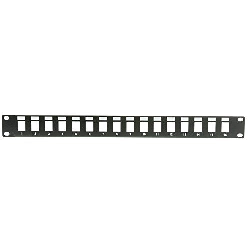 CableWholesale 1U Rackmount Keystone Rack Panel, 16 Port Blank Keystone Patch Panel, 19 Inch, 1 Unit