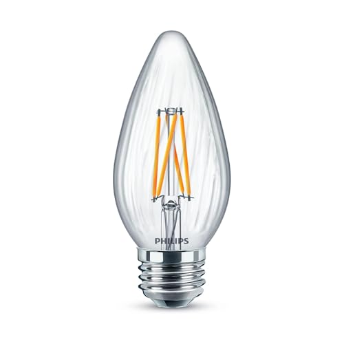 Philips LED Clear Dimmable, Warm Glow Effect F15 Filament Light Bulb - EyeComfort Flicker Free - 5.5W = 60W - 500 Lumen - Soft White (2700K) - E26