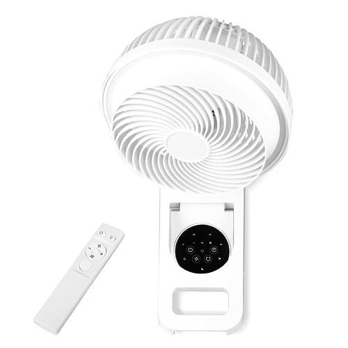 Simple Deluxe 7 inch Wall Mount Fan, 3 Speeds & 3 Modes, 15 Hours Timer, 60° Oscillating Circulating Fan, with Remote Control, Air Circulation Fan
