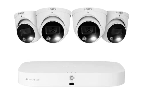 Lorex N4K2SD-84WD-2 4K 8-Channel Fusion NVR System with 4 Smart Deterrence and Mask Detection Security Cameras