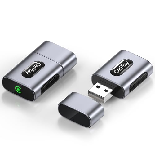 Wireless CarPlay Adapter for iPhone, 3X Faster Auto-Connect, No Lag, Plug & Play with Bluetooth 4 & WiFi 6, Mini Dongle, Includes USB & USB-C