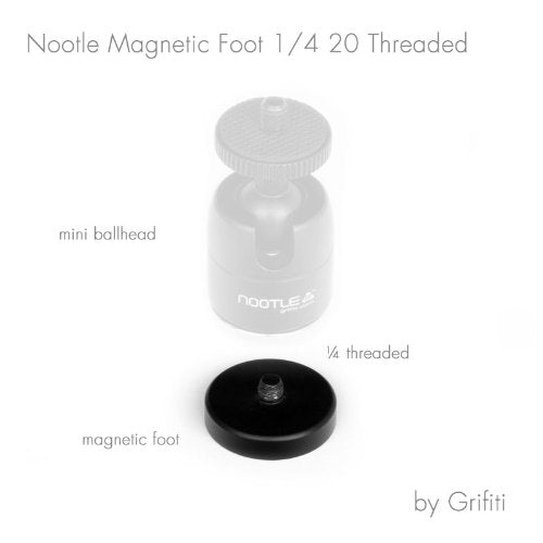 GRIFITI Nootle Magnetic Foot 1/4 20 Threaded Magnet Base for Mini Ball Head, Pan Heads, Camera, Phone Holders, Video Cameras, Phone Mounts, Projector