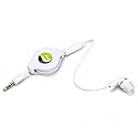 Premium Retractable Headset Mono Hands-Free Earphone Mic Single Earbud Headphone Earpiece in-Ear Wired [3.5mm] White for Verizon Samsung Galaxy J3…