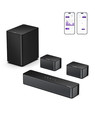 ULTIMEA 5.1 Sound Bar for Smart TV, Virtual Surround Sound System for TV, 320W Peak Power, Adjustable Surround Speakers and Subwoofer, APP Control