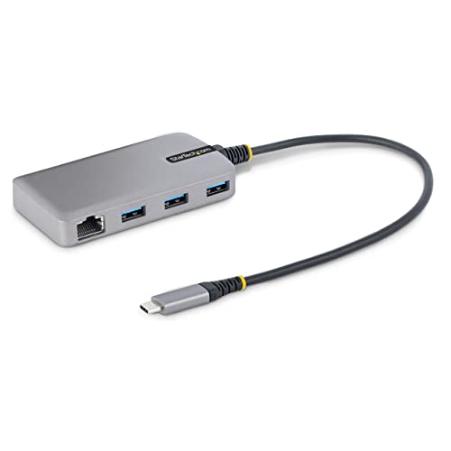 StarTech 3-Port USB-C Hub, Gigabit Ethernet, 5Gbps, 3X USB-A, 1ft, Windows