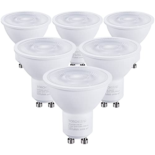 TORCHSTAR 6-Pack GU10 LED Bulbs Dimmable, 3000K, UL Listed