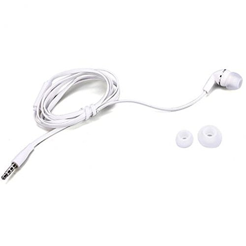 Mono Headset Earphone w Mic Wired Earbud 3.5mm Single Headphone Hands-Free Microphone White Compatible with LG Velvet 5G, V30, G6 Phones