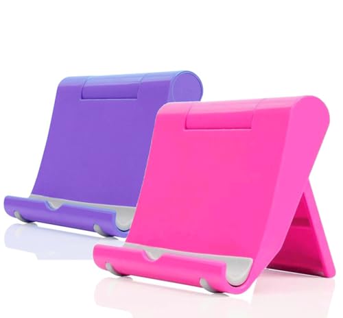 JUSDIQIR Cell Phone Stand for Desk 2 Pack Mobile Phone Holders Desktop Tablet Stand, Foldable Phone Dock Universal Adjustable Tablet Stand for Desk