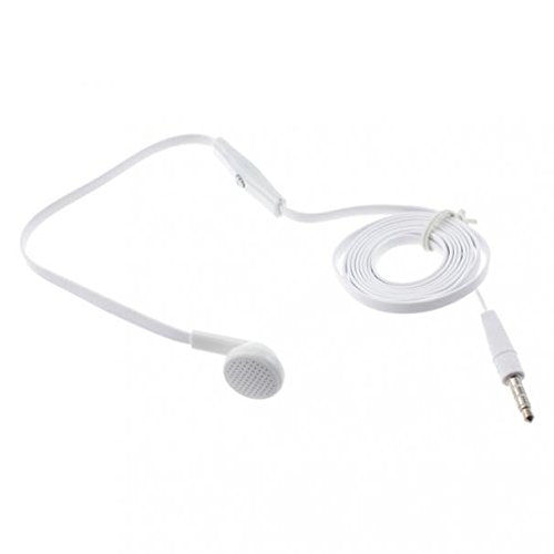 Flat Wired Headset MONO Handsfree Earphone Mic Single Earbud Headphone Earpiece [3.5mm] [White] for Ipod Nano 5th Gen, 7th Gen, Touch 1st Gen, 2nd…
