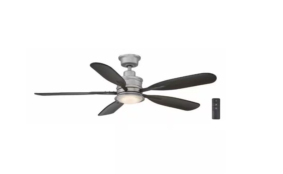 LYTIO Fallsburg 52 in. Integrated LED Indoor/Outdoor Galvanized Ceiling Fan with Light and Remote Control Included