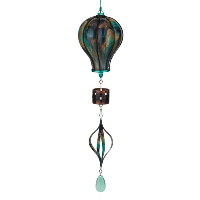 Regal Art & Gift Hot Air Balloon Solar Lantern - Hanging Solar-Powered LED Lights, Waterproof Portable Decorative Outdoor Lamp Made of Metal & Glass