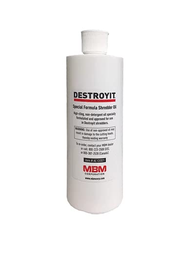 MBM Destroyit 8 Pints of Paper Shredder Oil (case of 8 x 1 Pint Bottles) - CED21/8