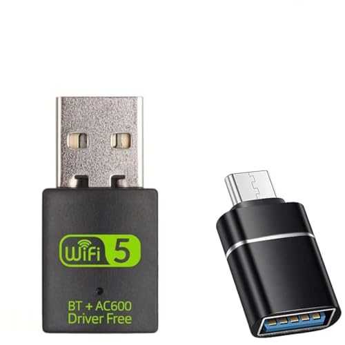 USB WiFi Adapter?600Mbps WiFi Bluetooth Adapter(Includes a USB-A to Type C connectors)?Dual Band 5G/2.4G Wireless Network Adapter for Desktop Laptop