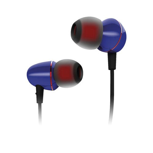 Quikcell Ceramic Wired Headset with 8MM Drive for Purity of Sound for Apple & Android - Retail Packaging - Blue
