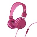 JLab JBuddies Studio on-Ear Kids Wired Headphones with mic, Volume Limiter, Foldable, Adjustable, Dark Pink