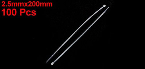 uxcell Nylon Wire Zip Cable Organizer Tie, 2.5mm x 200mm, 100pcs, White