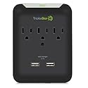 TrickleStar TS1207-3 Outlet Extender Power Tap w/USB Charging Ports, Ceramic, Fireproof Surge Protector Outlet, Power Strip with USB Ports, Plug