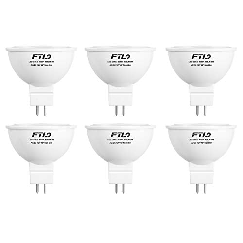 FTL MR16 LED 12V Low Voltage GU5.3 Bipin 50W Halogen Equivalent Bulb 3000K Warm White 5W 40 Degree Non Dimmable Spot Light for Track and Outdoor