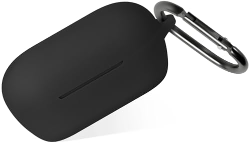 Geiomoo Silicone Cover for Sony WF-C710N Case, Soft Flexible Scratch Resistant Cover with Carabiner (Black)