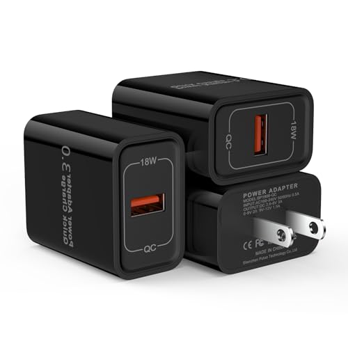 3Pack Quick Charge 3.0 Wall Charger Samsung Fast Charging Block 18W QC 3.0 USB Charger Wall Adapter Plug for Samsung Galaxy S26 S25 S24 S23 S22 Z Flip
